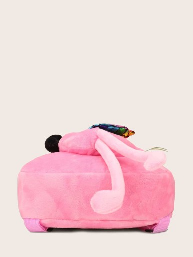 Girls Flamingo Decor Fuzzy Backpack