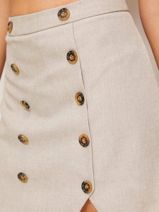Double Breasted Front Split Skirt