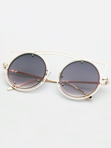 Metal Frame Round Lens Sunglasses