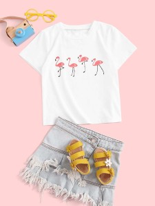 Toddler Girls Flamingo Print Tee