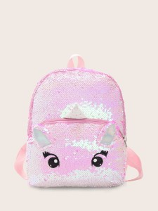 Girls Unicorn Design Shiny Sequin Backpack