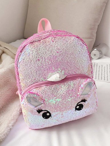 Girls Unicorn Design Shiny Sequin Backpack
