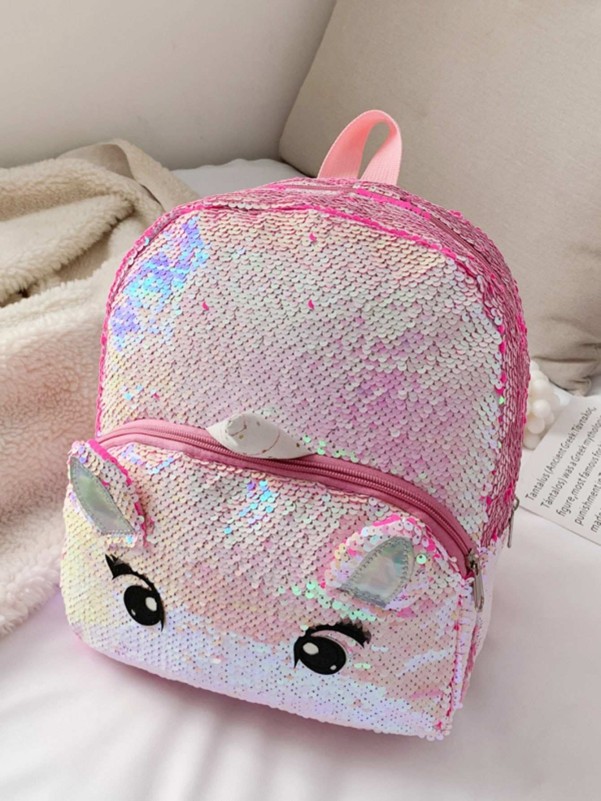 Girls Unicorn Design Shiny Sequin Backpack