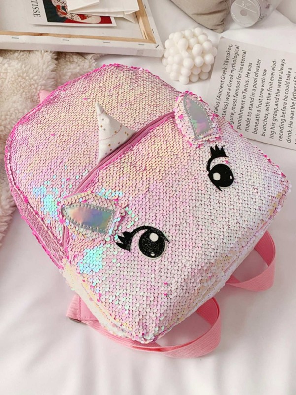 Girls Unicorn Design Shiny Sequin Backpack