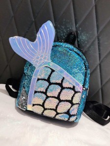Girls Sequins Decor Mermaid Design Backpack