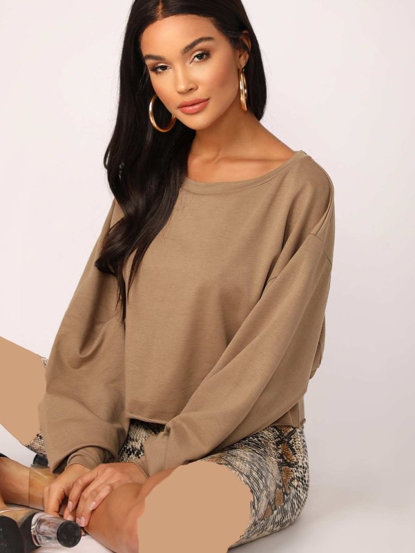 Drop Shoulder Lantern Sleeve Sweatshirt