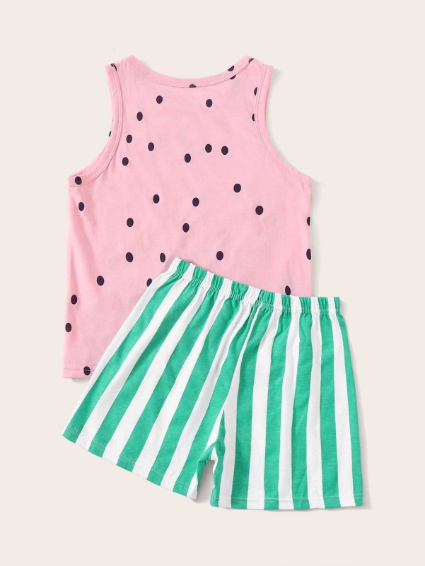 Toddler Girls Polka Dot Striped Pajama Set