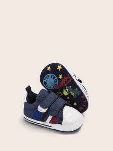 Baby Boys Striped Detail Velcro Strap Sneakers