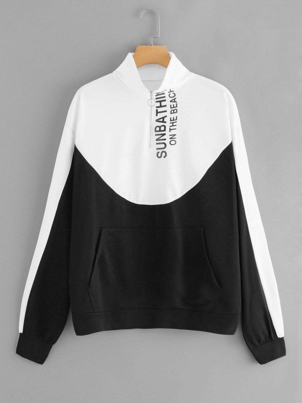 Color block sales letter print sweatshirt