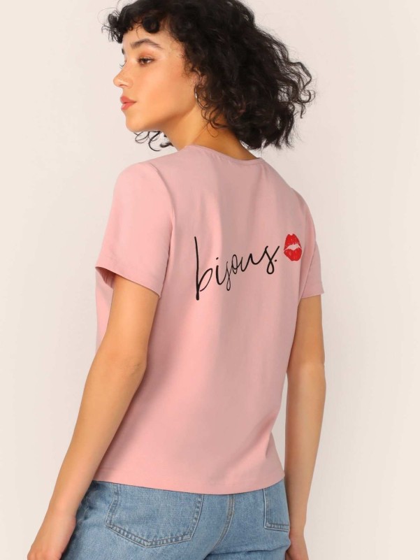 Letter and Lips Print Tee