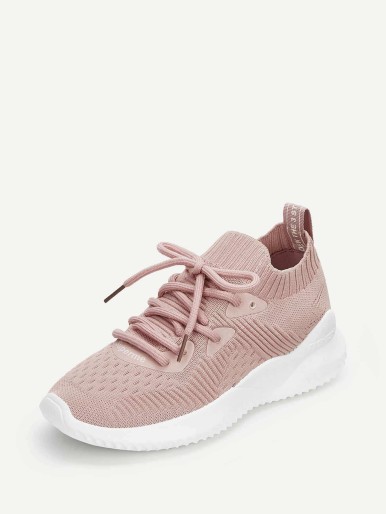 Lace-up Front Knit Trainers