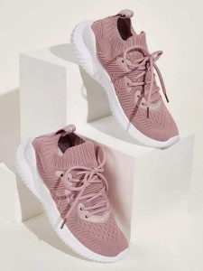 Lace-up Front Knit Trainers