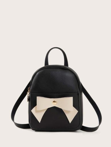 Bow Decor Curved Top Backpack