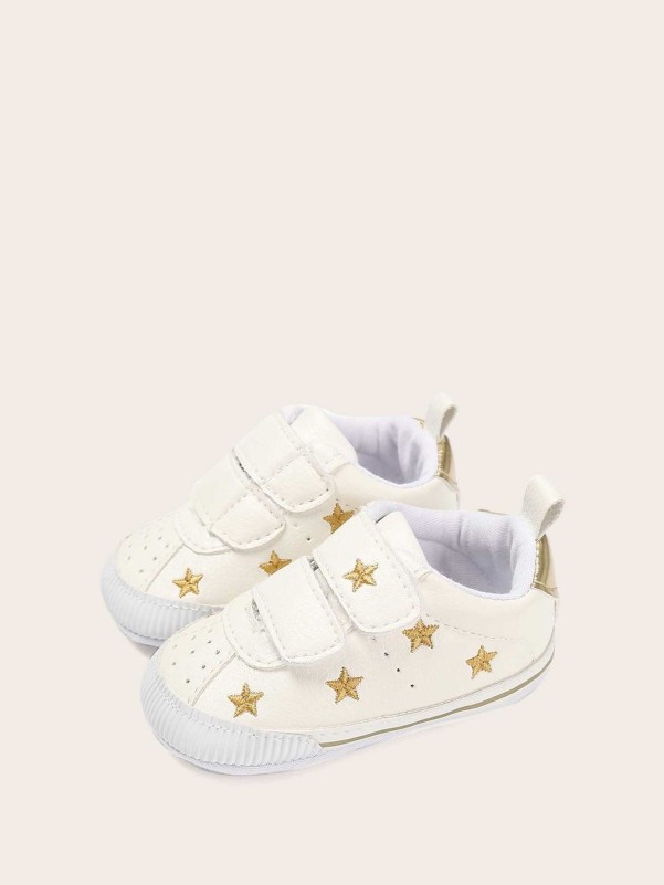 Baby Girls Star Embroidered Velcro Strap Sneakers