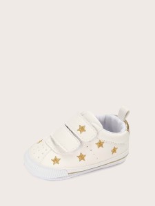 Baby Girls Star Embroidered Velcro Strap Sneakers