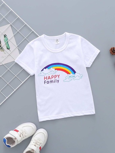 Toddler Girls Rainbow & Letter Graphic Tee