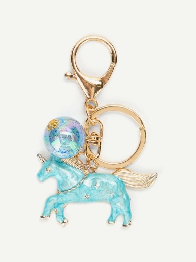 Unicorn Design Keychain With Bead
