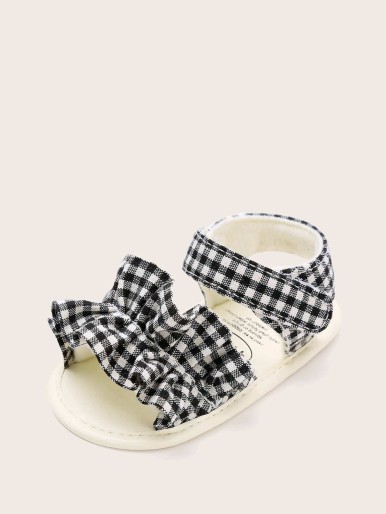 Baby Girls Ruffle Decor Gingham Sandals