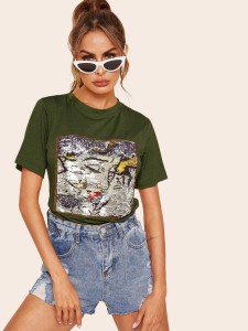 Figure Sequin Panel Tee