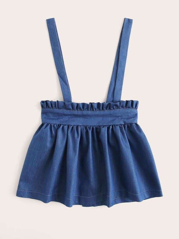 Toddler Girls Button Front Frill Pinafore Skirt