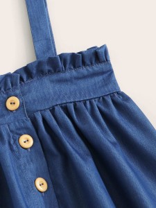 Toddler Girls Button Front Frill Pinafore Skirt