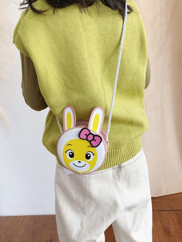 Girls Bow Decor Rabbit Design Crossbody Bag
