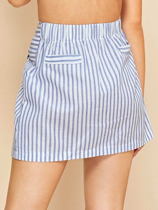 Striped Tie Front Skirt