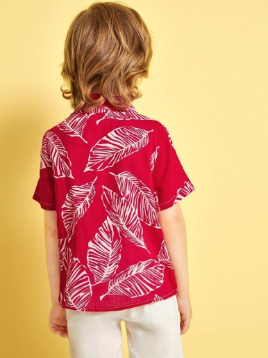 Toddler Boys Tropical Print Pocket Hawaiian Shirt
