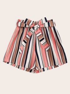 Multi-Striped Self Tie Shorts