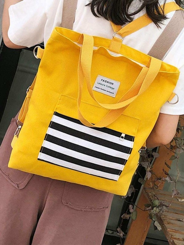 Kids Striped Canvas Shopper Bag