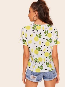 Lemon & Polka-dot Print Tee