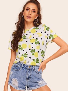 Lemon & Polka-dot Print Tee