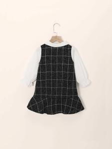 Toddler Girls Contrast Panel Plaid Babydoll Dress