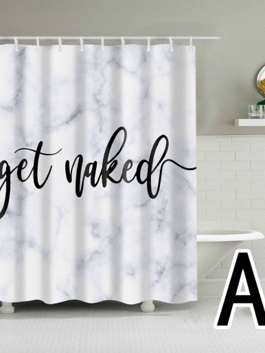 1pc Slogan Print Shower Curtain