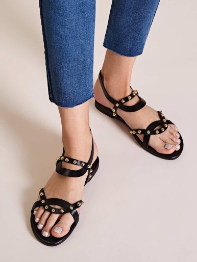 Studded Decor Ankle Strap Sandals