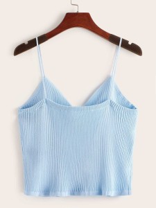 Ruched Front Rib-knit Cami Top