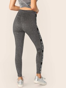 Letter Tape Side Glitter Leggings