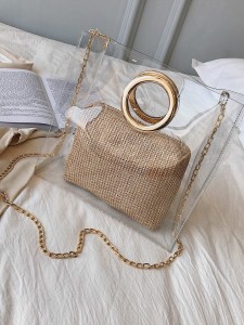 Clear Chain Bag With Woven Inner Pouch