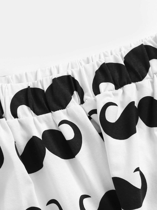 Boys Moustache & Letter Graphic Pajama Set