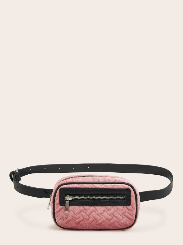 Pink fluffy bum bag hot sale