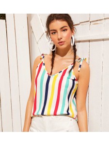 Colorful Striped Knot Cami Top
