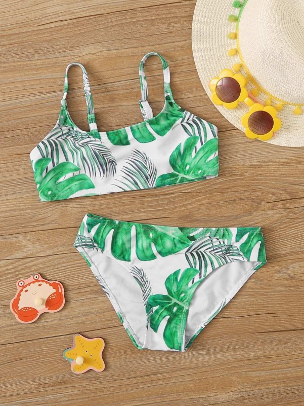 Girls Tropical Print Bikini Set