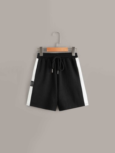 Boys Patched Detail Contrast Panel Shorts