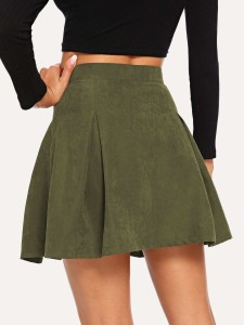 Button Up Boxed Pleated Skirt