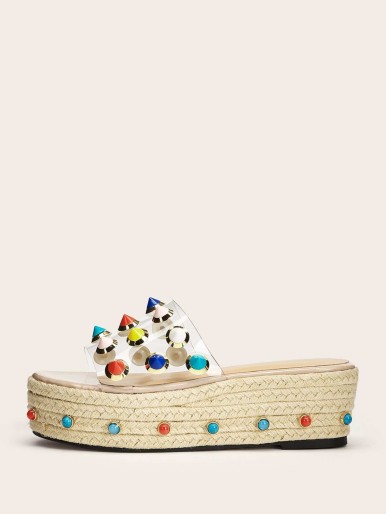 Colorful Studded Decor Wedges