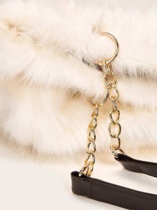 Faux Fur Chain Tote Bag