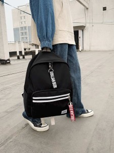 Kids Striped Pocket Front Large Capacity Backpack