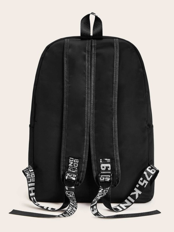 Slogan Detail Pocket Front Backpack