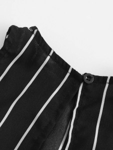 Girls Slit Knot Back Stripe Shell Top & Shorts Set