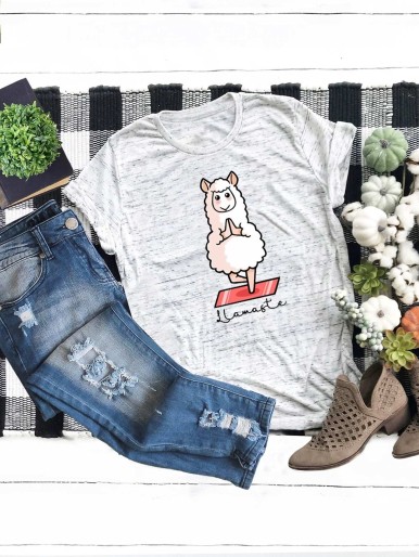 Letter And Cartoon Print Tee